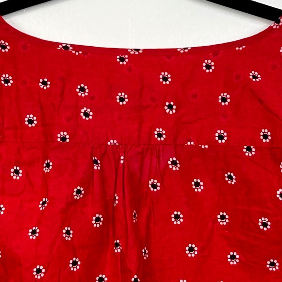 Talbots Top Womens Small Petite Red Bandana Print Tassel Neck 3/4 Sleeve Blouse - Picture 9 of 10